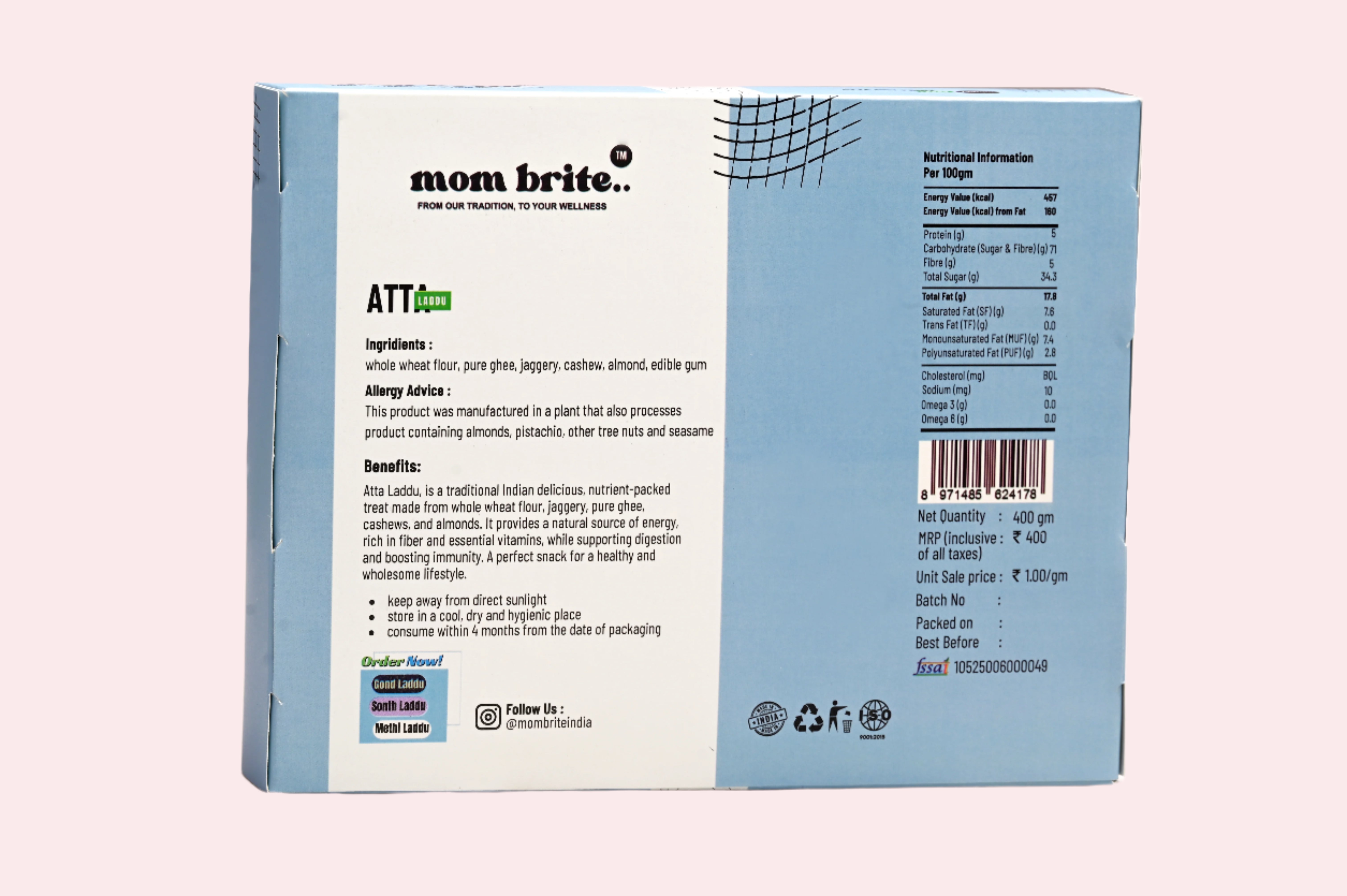 Mombrite Atta Dry Fruit Laddu 400g